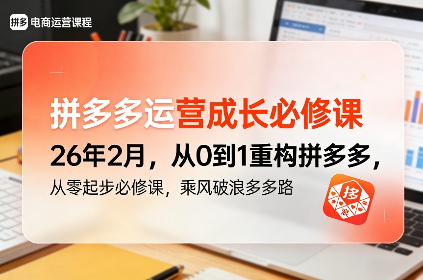拼多多运营成长必修课26年2月，从0到1重构拼多多，从零起步必修课，乘风破浪多多路-DE云网创