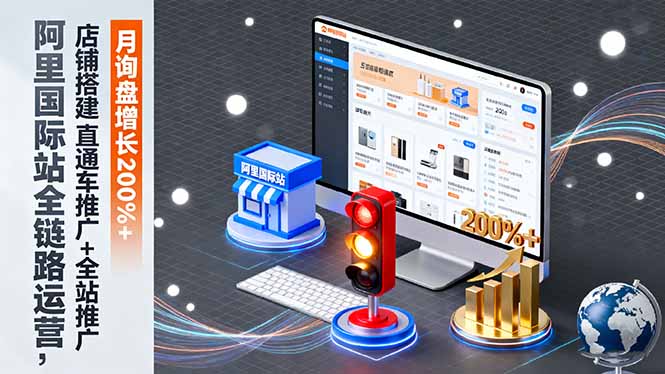 阿里国际站全链路运营,店铺搭建+直通车推广+全站推广,月询盘增长200%+-DE云网创