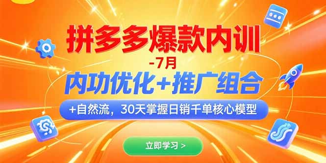 （15402期）拼多多爆款内训-7月 内功优化+推广组合+自然流 30天掌握日销千单核心模型-DE云网创