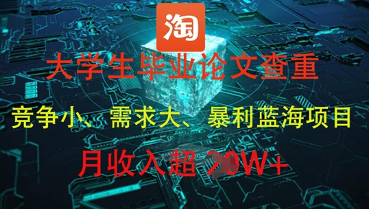 大学生毕业论文查重，暴利蓝海项目，月收入过1W+-DE云网创