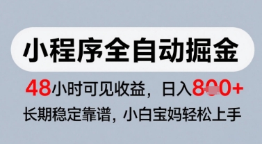 微信小程序全自动掘金，快速见收益，长期稳定靠谱，零基础友好，日入8张【揭秘】-DE云网创