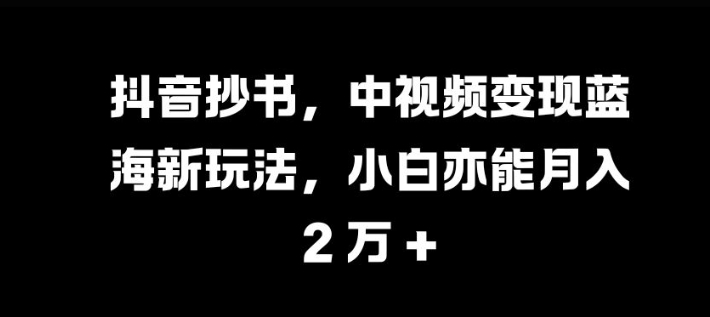 抖音抄书，中视频变现蓝海新玩法，小白亦能月入 过W【揭秘】-DE云网创