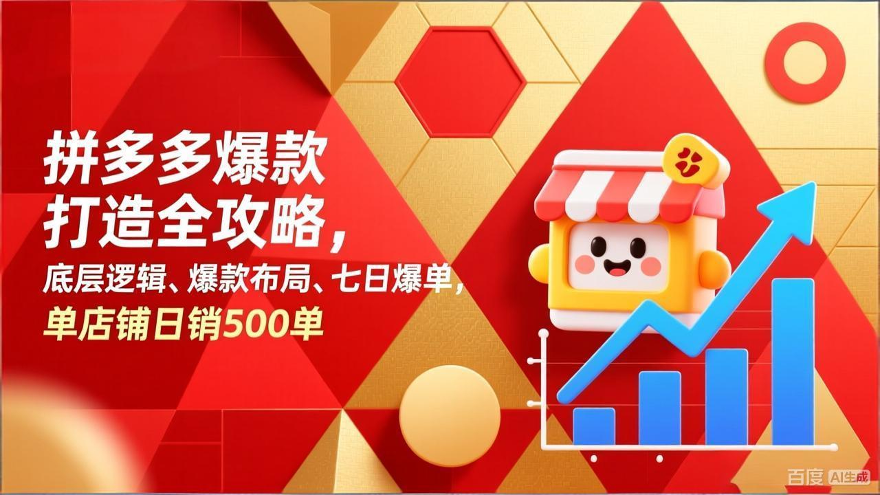 拼多多爆款打造全攻略，底层逻辑、爆款布局、七日爆单，单店铺日销500单-DE云网创