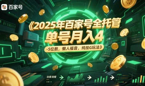2025年百家号全托管，单号月入4-5位数，懒人福音，纯挂G玩法【揭秘】-DE云网创