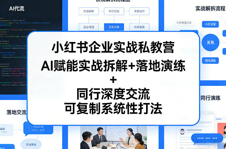 小红书企业实战私教营,AI赋能实战拆解+落地演练+同行深度交流,可复制系统性打法-DE云网创