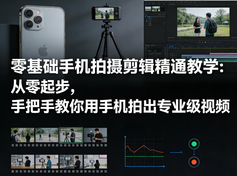 零基础手机拍摄剪辑精通教学:从零起步,手把手教你用手机拍出专业级视频-DE云网创