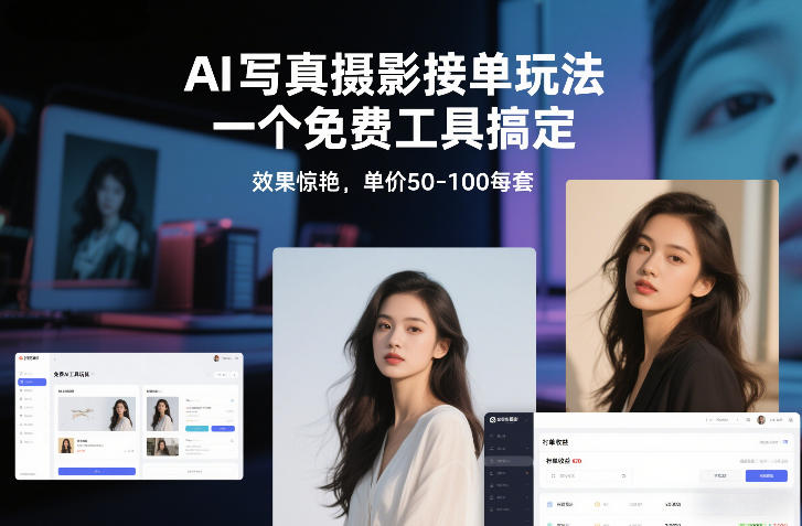 AI写真摄影接单玩法,一个免费工具搞定,效果惊艳,单价50-100每套-DE云网创