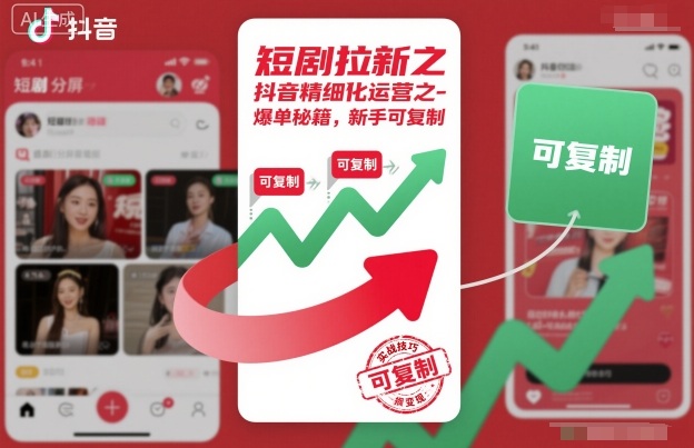 短剧拉新之抖音精细化运营之爆单秘籍,新手可复制-DE云网创
