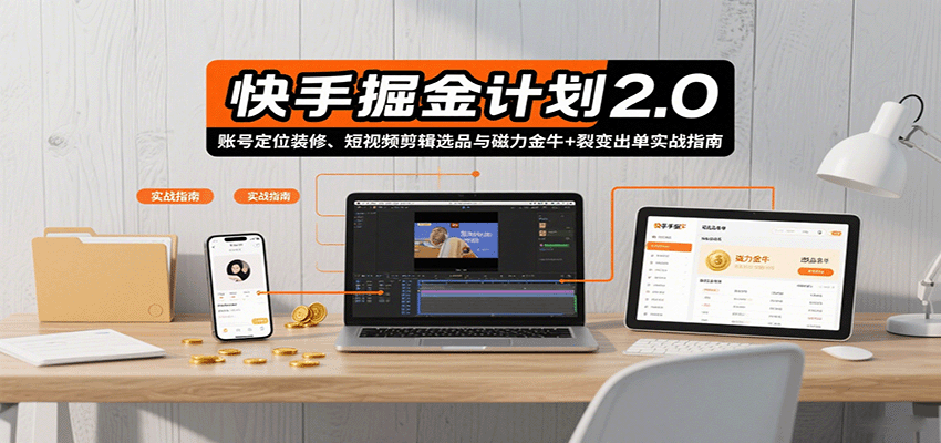 快手掘金计划2.0,账号定位装修、短视频剪辑选品与磁力金牛+裂变出单实战指南插图 快手掘金计划2.0,账号定位装修、短视频剪辑选品与磁力金牛+裂变出单实战指南插图