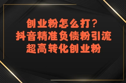 创业粉怎么打？抖音精准负债粉引流，超高转化创业粉-DE云网创