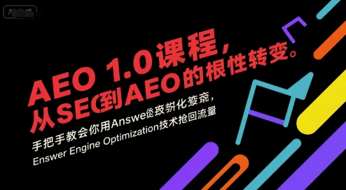 AEO 1.0 课程，从SEO到AE0的基命性转变，手把手教会你用AnswerEngineOptimization技术抢回流量-DE云网创