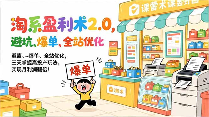 淘系盈利术2.0,避坑、爆单、全站优化,三天掌握高投产玩法,实现月利润翻倍!-DE云网创