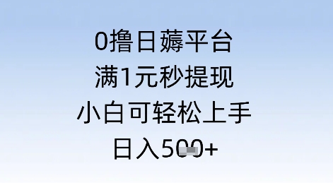 0撸日薅平台，满1元秒提现，小白可轻松上手，日入几张-DE云网创