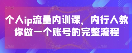 个人ip流量内训课，内行人教你做一个账号的完整流程-DE云网创