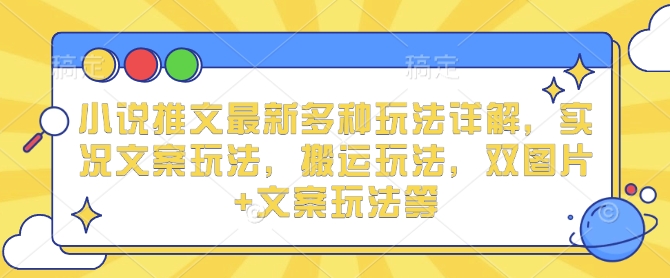 小说推文最新多种玩法详解，实况文案玩法，搬运玩法，双图片+文案玩法等-DE云网创