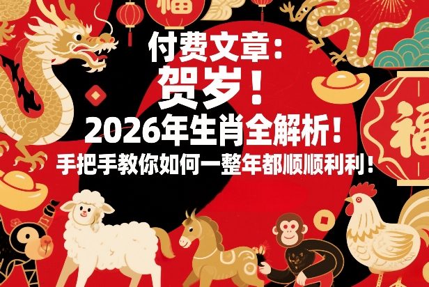 付费文章:贺岁!2026年生肖全解析!手把手教你如何一整年都顺顺利利!插图 付费文章:贺岁!2026年生肖全解析!手把手教你如何一整年都顺顺利利!