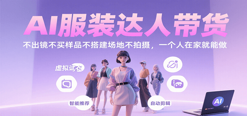 AI服装达人带货，不出镜不买样品不搭建场地不拍摄，一个人在家就能做-DE云网创
