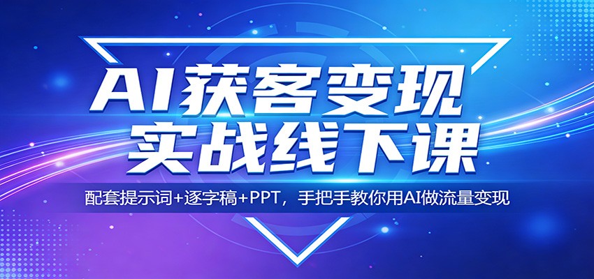 AI获客变现实战线下课：配套提示词+逐字稿+PPT，手把手教你用AI做流量变现-DE云网创