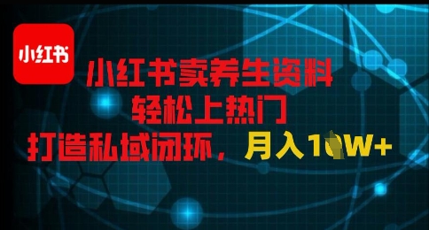 小红书卖养生资料轻松上热门，打造私域闭环，月入1W+-DE云网创