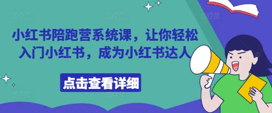 小红书陪跑营系统课，让你轻松入门小红书，成为小红书达人-DE云网创