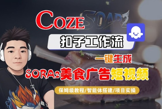 Coze扣子智能体工作流一键生成“SORA2美食广告“短视频,全流程保姆级教学插图 Coze扣子智能体工作流一键生成“SORA2美食广告“短视频,全流程保姆级教学