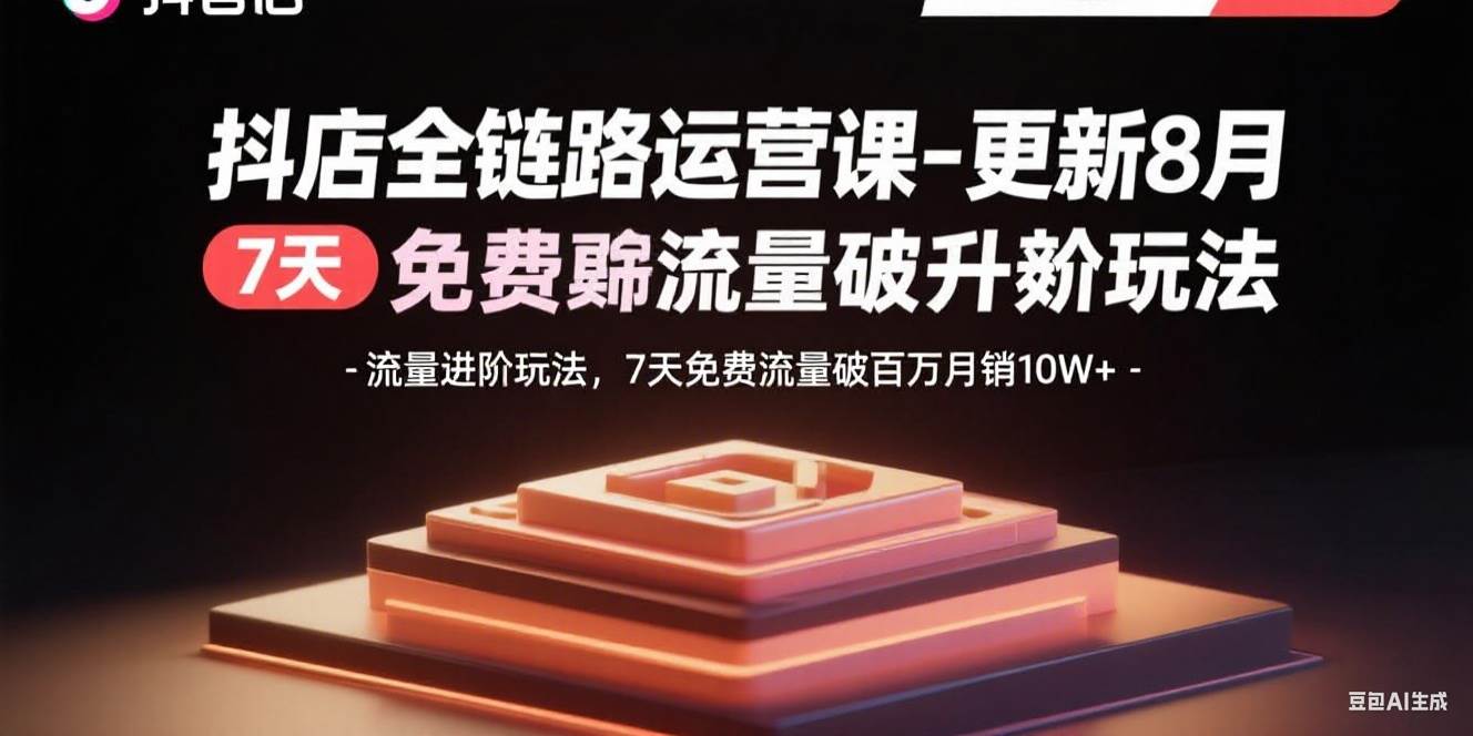 （15918期）抖店全链路运营课-更新8月：流量进阶玩法，7天免费流量破百万月销10W+-DE云网创