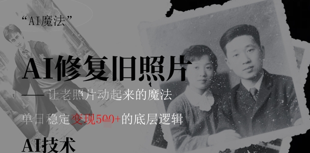 AI 魔法：让泛黄旧照变成朋友圈爆款视频，私域转化率提升50%，单日变现5张-DE云网创