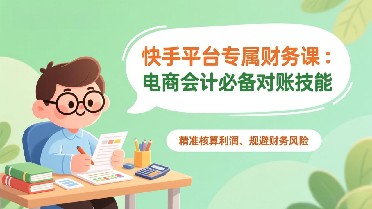快手平台专属财务课:电商会计必备对账技能,精准核算利润、规避财务风险插图 快手平台专属财务课:电商会计必备对账技能,精准核算利润、规避财务风险插图