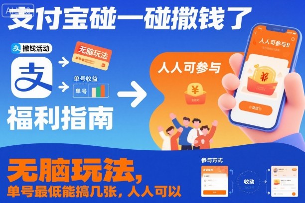 支付宝碰一碰撒钱了，无脑玩法，单号最低能搞几张，人人可以撸【揭秘】-DE云网创