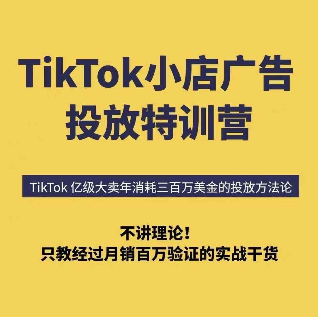 TikTok小店广告投放特训营，6天破局计划专治各种“投不动”，教你经过月销百万验证的实战干货-DE云网创