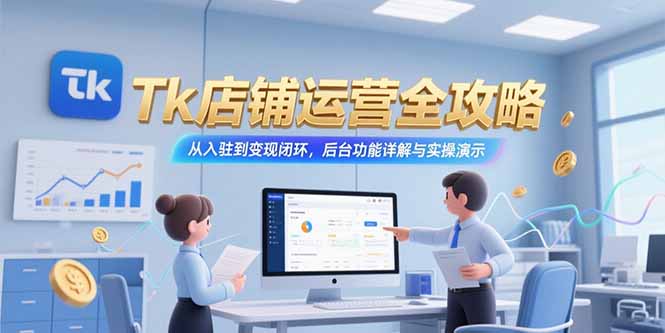 （15345期）Tk店铺运营全攻略，从入驻到变现闭环，后台功能详解与实操演示-DE云网创