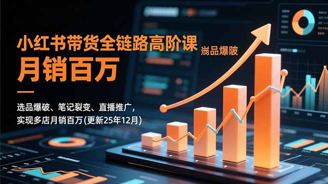 小红书带货全链路高阶课，选品爆破、笔记裂变、直播推广，实现多店月销百万(更新25年12月-DE云网创