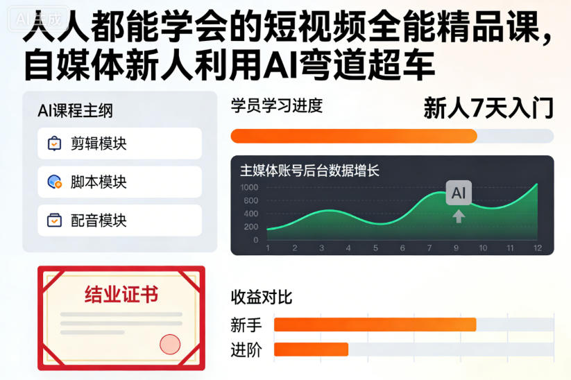 人人都能学会的短视频全能精品课,自媒体新人利用AI弯道超车插图 人人都能学会的短视频全能精品课,自媒体新人利用AI弯道超车