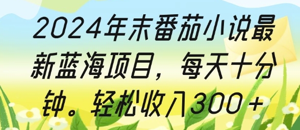 2024年末番茄小说最新蓝海项目，每天十分钟，轻松收入3张-DE云网创