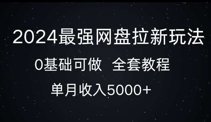 2024最强网盘拉新玩法，0基础可做，单月收入5000+-DE云网创