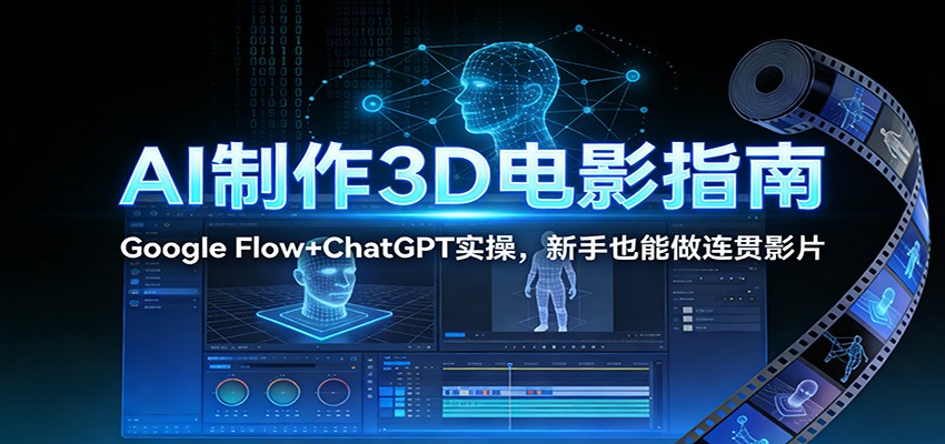 AI制作3D电影指南：Google Flow+ChatGPT实操，新手也能做连贯影片插图
