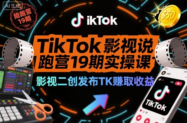 TikTok影视解说陪跑营19期实操课,影视二创发布TK賺取收益,万播收益50美金(更新)插图 TikTok影视解说陪跑营19期实操课,影视二创发布TK賺取收益,万播收益50美金(更新)