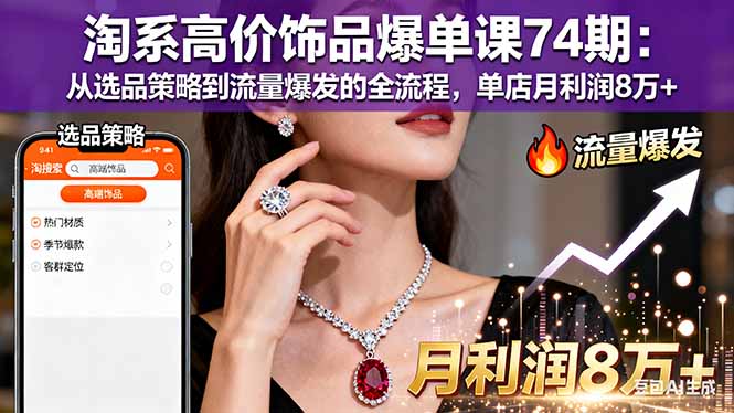 淘系高价饰品爆单课74期:从选品策略到流量爆发的全流程,单店月利润8万+插图 淘系高价饰品爆单课74期:从选品策略到流量爆发的全流程,单店月利润8万+插图