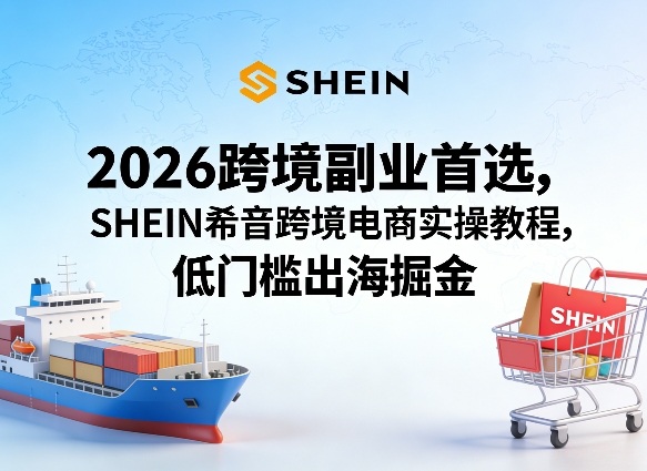 2026跨境副业首选，SHEIN希音跨境电商实操教程，低门槛出海掘金-DE云网创
