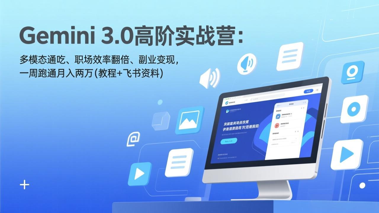 Gemini 3.0高阶实战营:多模态通吃、职场效率翻倍、副业变现,一周跑通月入两万(教程+飞书资料插图 Gemini 3.0高阶实战营:多模态通吃、职场效率翻倍、副业变现,一周跑通月入两万(教程+飞书资料插图