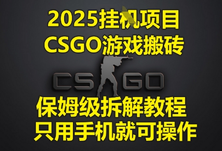 2025挂G项目，CSGO游戏搬砖，保姆级拆解教程，只用手机就可操作【揭秘】-DE云网创