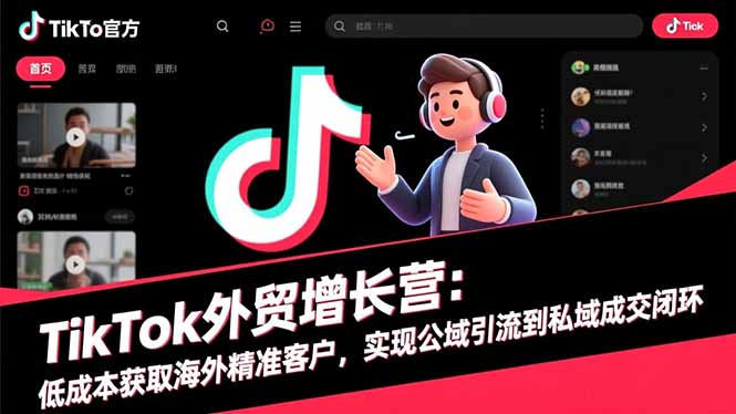 TikTok外贸增长营：低成本获取海外精准客户，实现公域引流到私域成交闭环-DE云网创