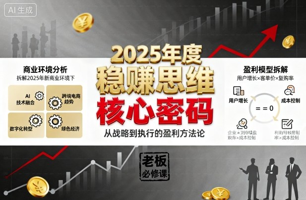 2025年度稳賺思维老板创业营，拆解2025年新商业环境下，企业实现持续盈利的核心密码-DE云网创