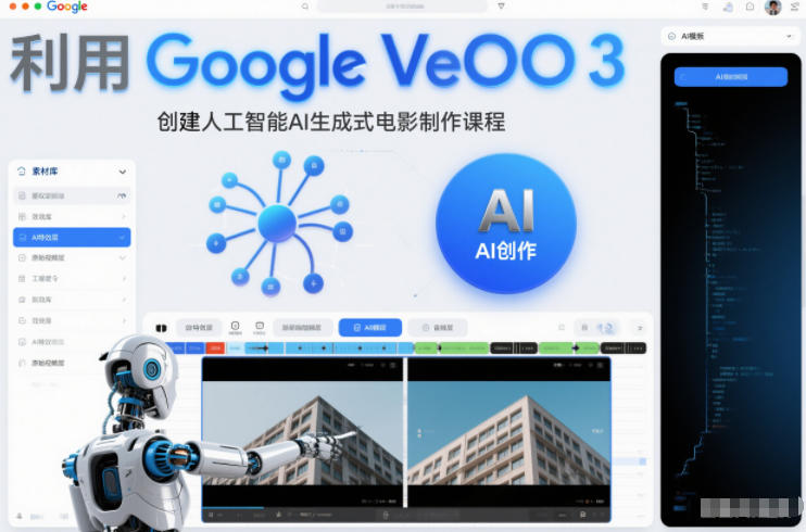 利l用Google Veo 3创建人工智能AI生成式电影制作课程,使用人工智能的力量创建令人惊叹的视频插图 利l用Google Veo 3创建人工智能AI生成式电影制作课程,使用人工智能的力量创建令人惊叹的视频
