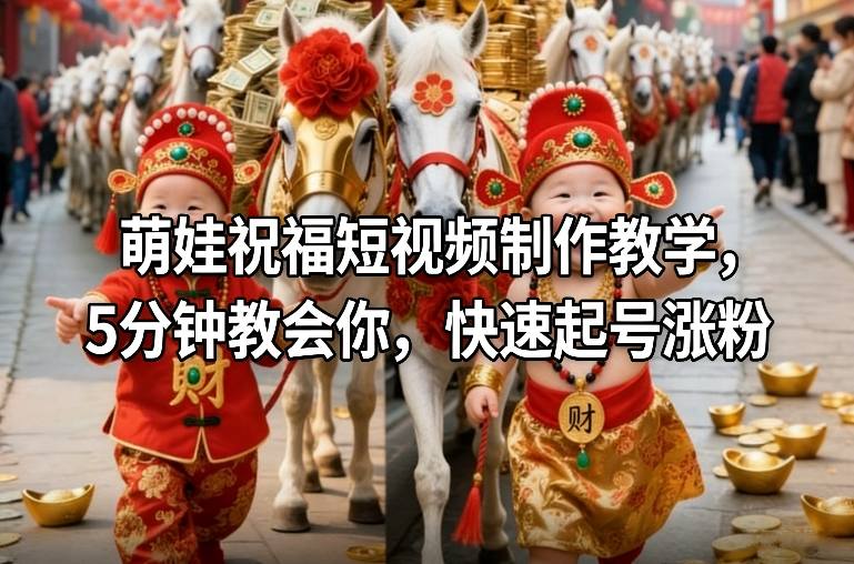 萌娃祝福短视频制作教学，5分钟教会你，快速起号涨粉-DE云网创