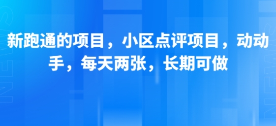 新跑通的项目，小区点评项目，动动手，每天两张，长期可做-DE云网创