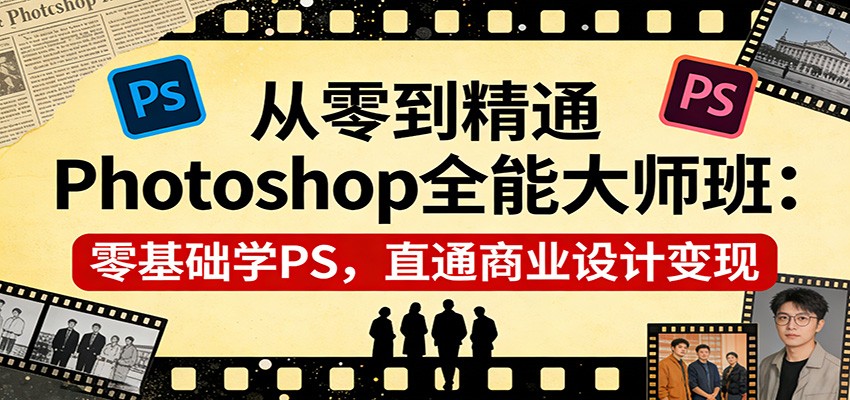 从零到精通Photoshop全能大师班：零基础学PS，直通商业设计变现-DE云网创