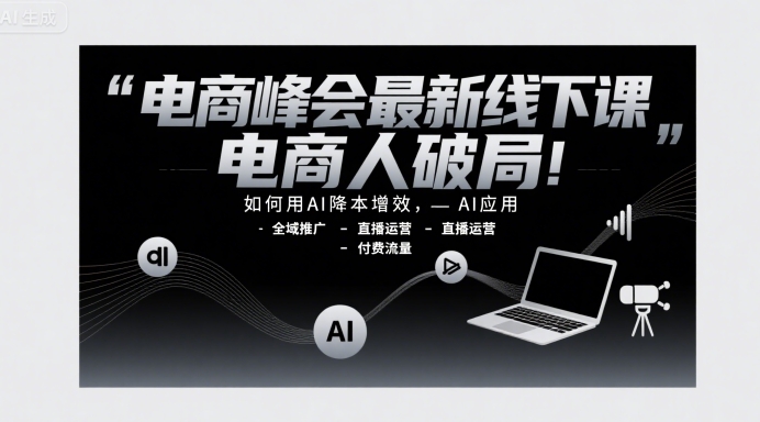 电商峰会最新线下课，电商人破局，如何用AI降本增效，AI应用-全域推广-直播运营-付费流量-DE云网创