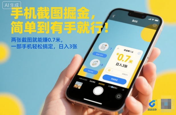 手机截图掘金，简单到有手就行！两张截图就能賺0.7米，一部手机轻松搞定，日入3张【揭秘】-DE云网创