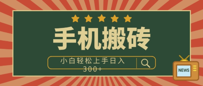 手机搬砖项目，操作简单好上手，小白轻松日入3张-DE云网创
